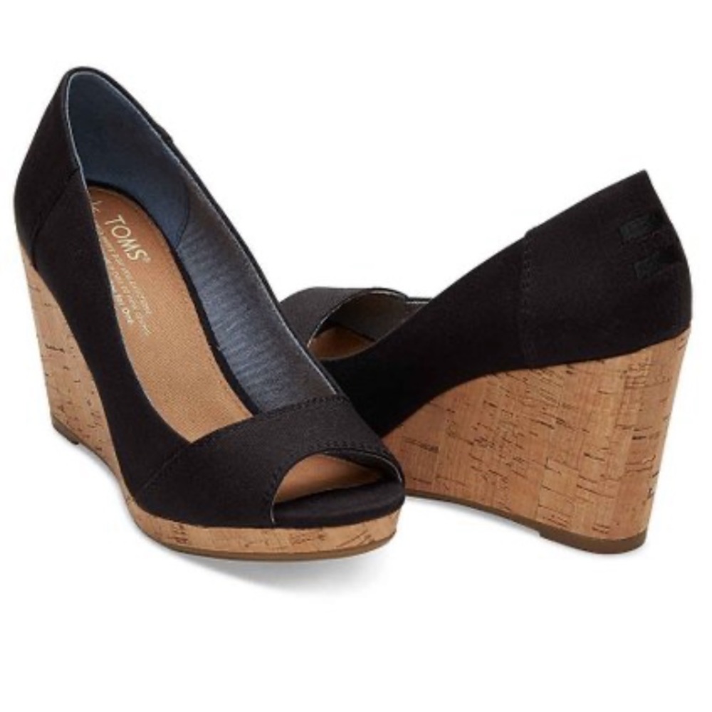 Toms Stella Peep Toe Wedge